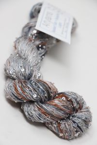 artyarns beaded silk with sequins light  in color Montagne 1040 with Silver beads