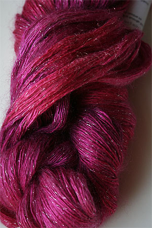 artyarns silk rhapsody glitter in h4 Scarab Silver with Silver Glitter in H1 Cherry POP with Silver Glitter