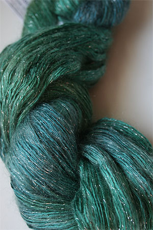 artyarns silk rhapsody glitter in h4 Scarab Silver with Silver Glitter in 2313 Golden 