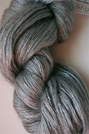 artyarns silk rhapsody glitter in h4 Scarab Silver with Silver Glitter in H26s