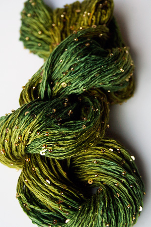 Beaded Silk and Sequins Light in H22 Green Golds with Gold Artyarns