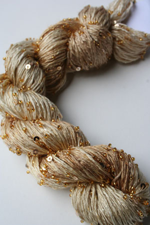 Beaded Silk and Sequins Light in H12 Golden Straw with Gold Artyarns