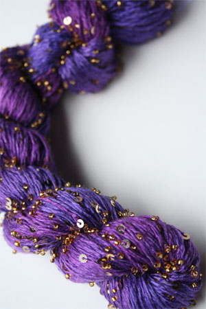 Beaded Silk and Sequins Light in H5 Purple Majesty with Gold Artyarns