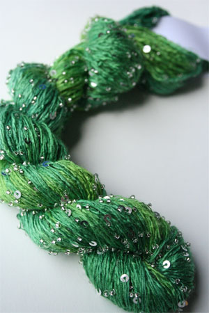 Beaded Silk and Sequins Light in H2 Peridot with Silver Artyarns