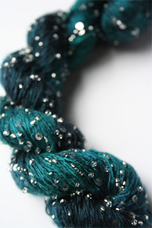 Beaded Silk and Sequins Light in H23 Emeralds with Silver Artyarns