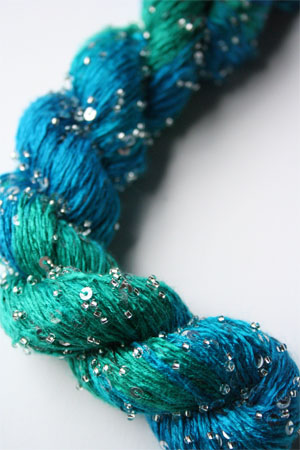 Beaded Silk and Sequins Light in H26 Tahiti with Silver Artyarns
