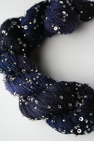 Beaded Silk and Sequins Light in H21 Indigo Mix with Silver Artyarns