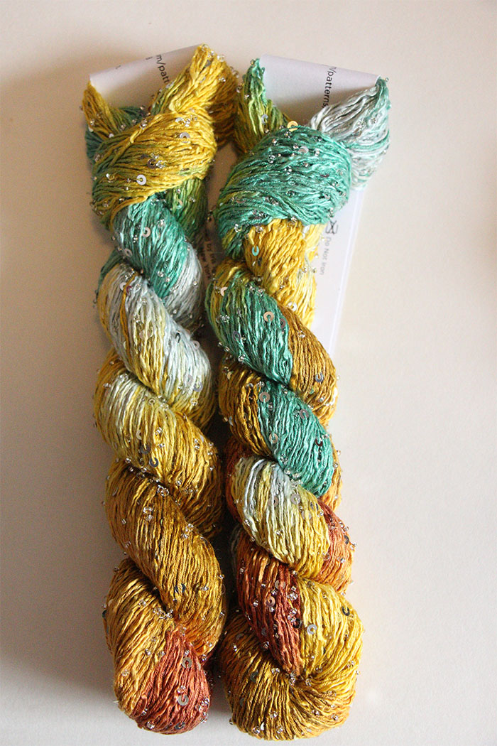 Artyarns Beaded Silk and Sequins Light Yarn in 298 Bright Purple with Silver Beads and Sequins