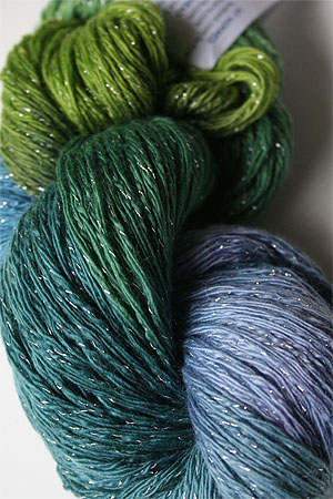 Artyarns Cashmere Glitter knitting yarn in 106 Seagreens with Silver