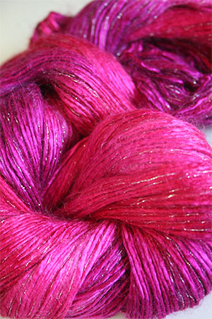Artyarns Rhapsody Glitter Worsted SIlk Mohair in H1 Cherry Pop with Silver