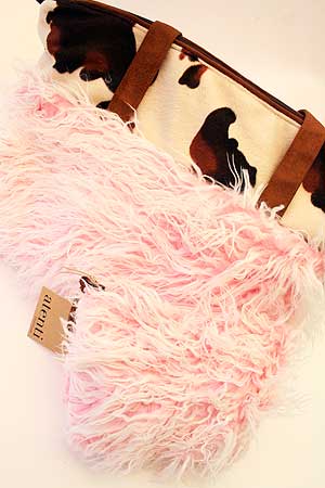 Atenti Designs Shaggy Pink Knitting Bag