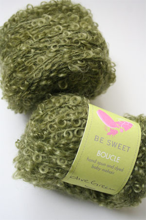 Be Sweet Boucle Mohair Yarn in Olive Green
