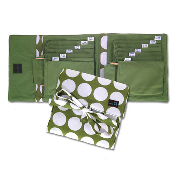 Della que cotton needle case in Lime with white Polka Dots