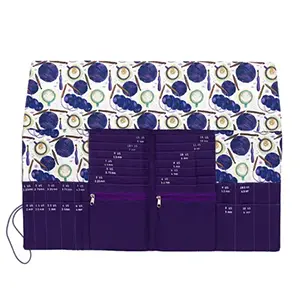 Della Q | Fabric Prints DPN + Circular Needle Case Coffee and Yarn Purple