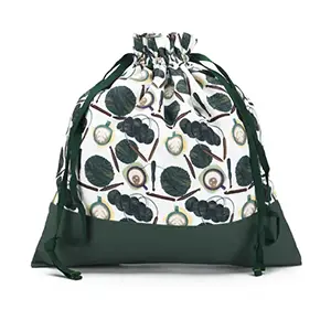 Della Q | Fabric Prints Eden Large Project Bag Coffee and Yarn Green
