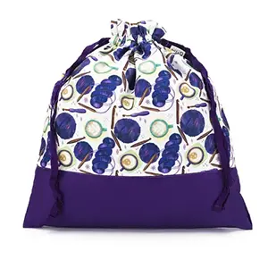 Della Q | Fabric Prints Eden Large Project Bag Coffee and Yarn Purple