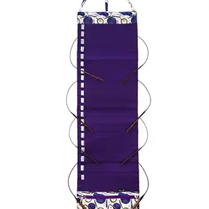 Della Q | Fabric Prints Hanging Circular Needle Organizer Coffee and Yarn Purple