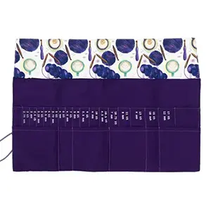 Della Q | Fabric Prints Interchangeable Needle Case Coffee and Yarn Purple
