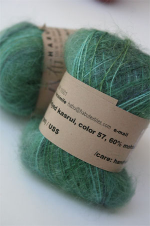 Habu Mohair and Silk Knitting Yarn in 57 Green 