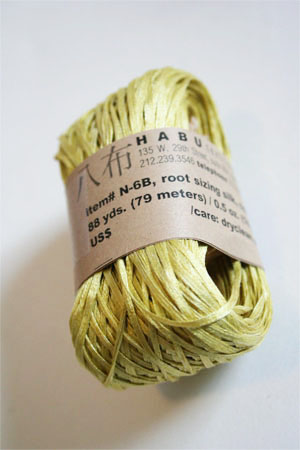 Habu Silk Ribbon Knitting Yarn in 8 Grass Yellow 
