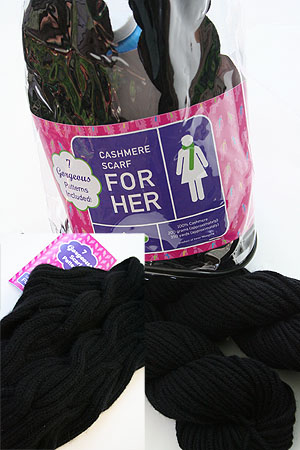 JADE SAPPHIRE Cashmere Scarf knitting kit for HER Little Black Scarf