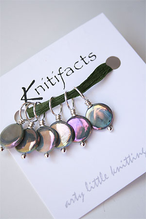 Knitifacts Mother of Pearl - Onyx  Stitch Markers  