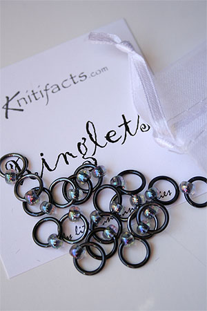 Knitifacts Luxury Yarn Stitch Markers in Black with Iridescent Beads