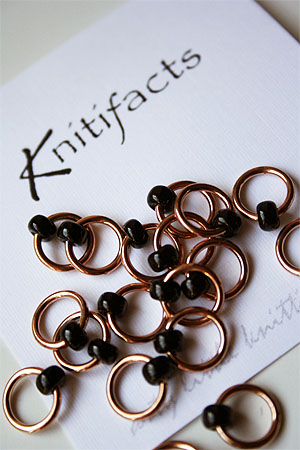 Knitifacts Luxury Yarn Stitch Markers in Copper with Black Beads