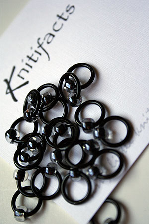 Knitifacts Luxury Yarn Stitch Markers in Black with Clear Beads