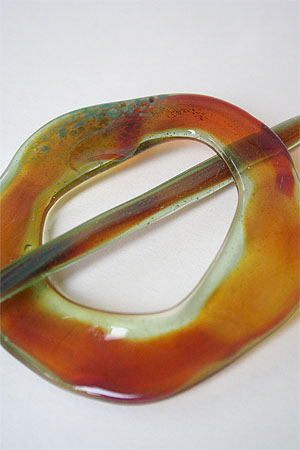 Jade Swirl Glass Shawlpin Amber Monet