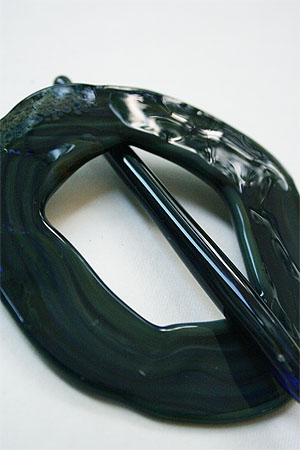 Jade Swirl Glass Shawlpin Dark Teal Monet