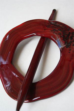 Jade Swirl Glass Shawlpin Caramel Tortoise