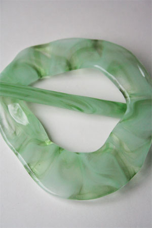 Hand Blown Shawl Pin by Moving Mud Green Tea Swirl