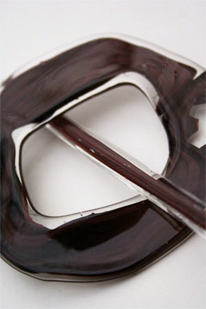 moving mud shawl pin in Med Chocolate Ribbon
