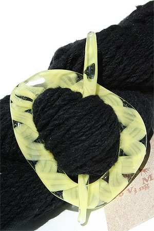 moving mud shawl pin in Med Yellow Ribbon