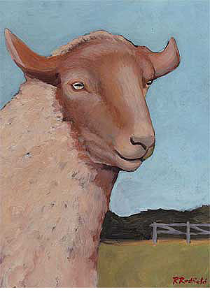 Coburg Sheep Painting by Rochelle Redfield - Gotland - A Unique Knitting Gift