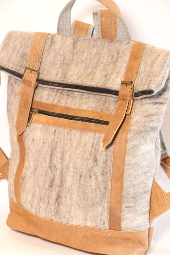 Fibres of Life Backpack Bag in Flecked Beige