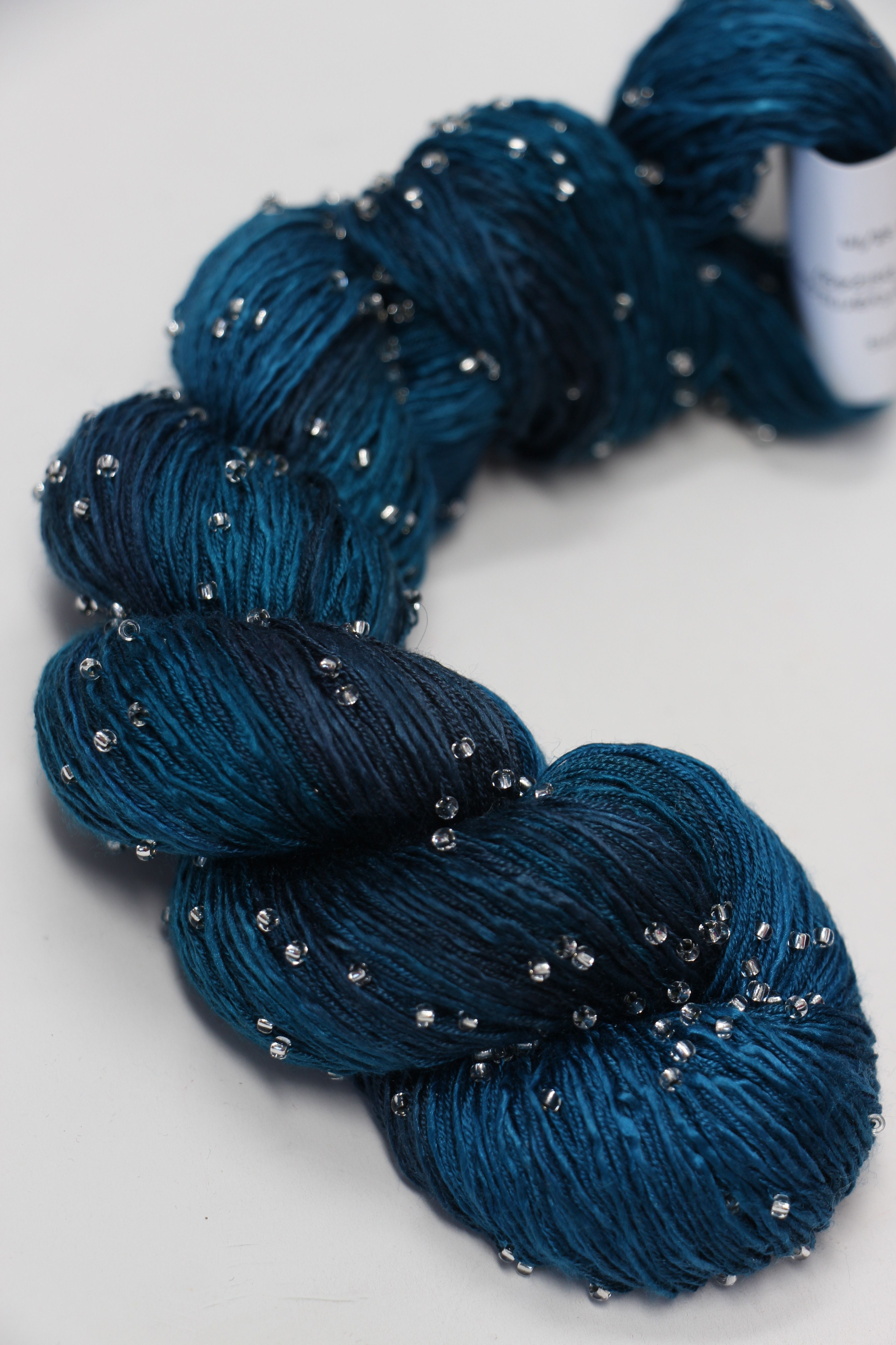 Artyarns Beaded Silk Light in H23 Emeralds (Silver) at Fabulous Yarn