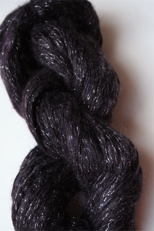 artyarns silk rhapsody glitter in h4 Scarab Silver with Silver Glitter in 289 Deep Plum with Silver