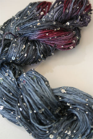 Beaded Silk and Sequins Light in 908 Denim Raspberry Splash with Silver Artyarns