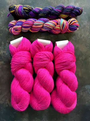 Artyarns Silky Twist Duo Sweater in BARBIE GIRL (N22A) + CARMEL LIGHTS