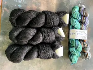 Artyarns Silky Twist Duo Sweater in Black Fire Icebergs