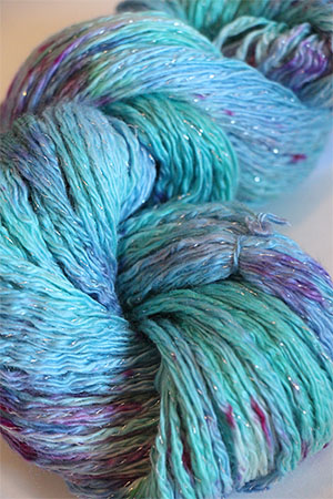 Artyarns Cashmere Glitter knitting yarn in 603 Colorburst Blue with Silver