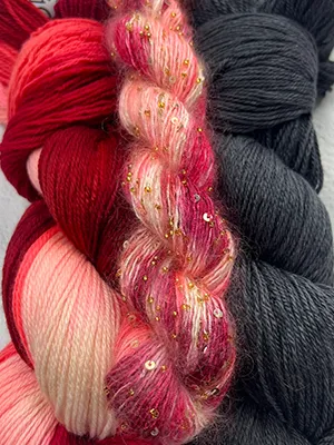 Ixora Merino Cloud + Beaded Mohair Sequins (Gold) w/ 377 Deep Gray