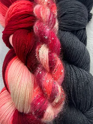 Ixora Merino Cloud + Beaded Mohair Sequins (Silver) w/ 377 Deep Gray