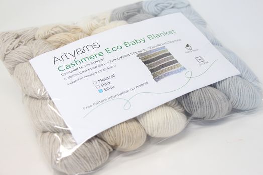 ARTYARNS KIT - Eco Cashmere Baby Blanket Shawl BLUES