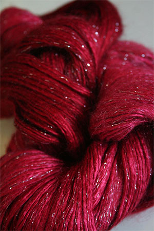 Artyarns Rhapsody Glitter Worsted SIlk Mohair in 2295 Red Royale with Silver