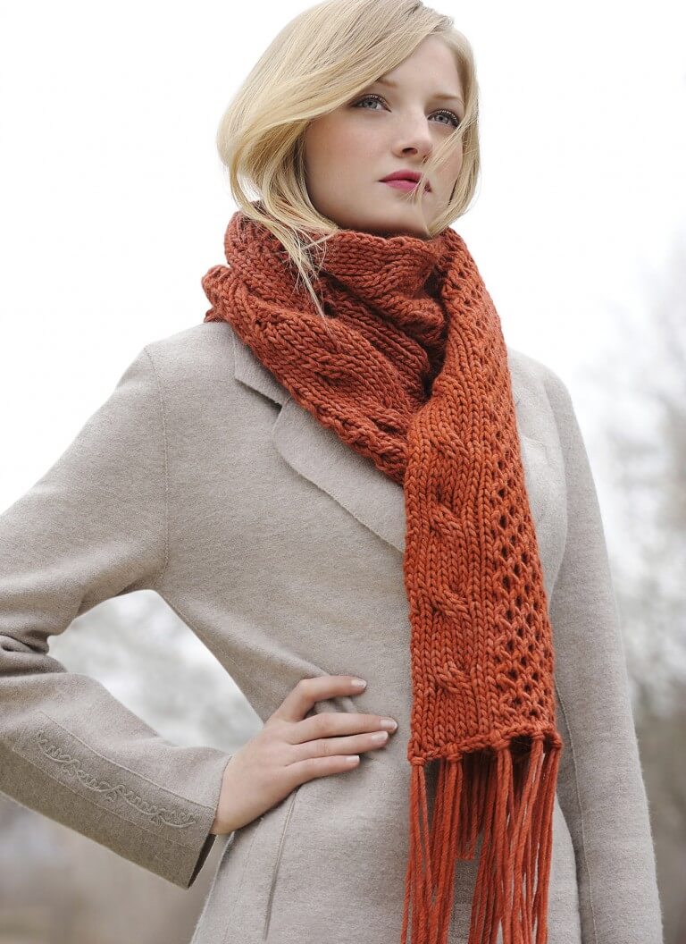 Blue Sky WORSTED HAND DYE ALPACA/MERINO Pattern PERUVIAN CABLED SCARF