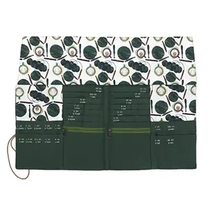 FABRIC PRINTS DPN/CIRCULAR CASE Coffee and Yarn Green