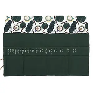 Della Q | Fabric Prints Interchangeable Needle Case Coffee and Yarn Green